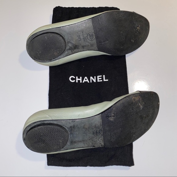 Chanel Seafoam Green Patent Toe Ballet Flats - Picture 9 of 17